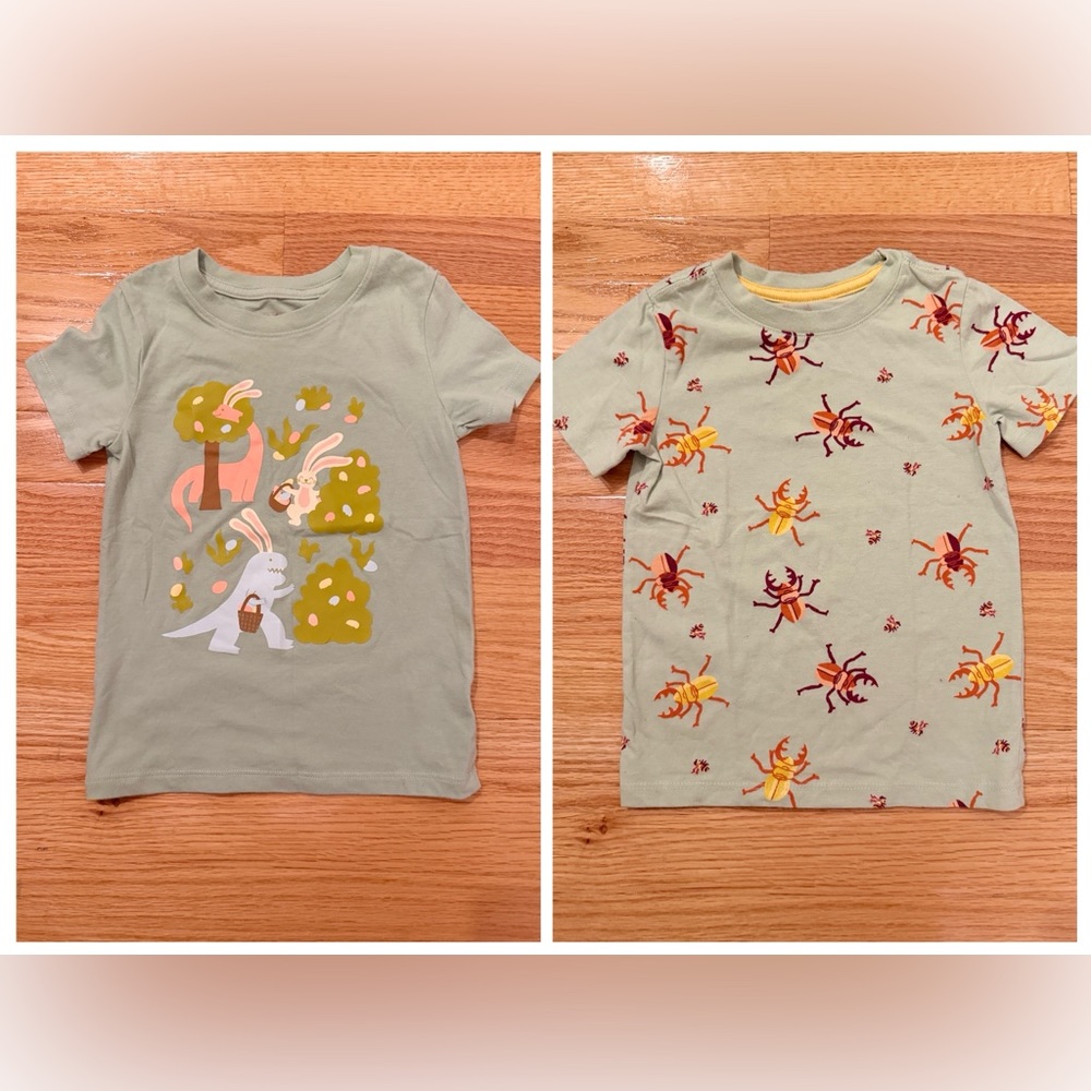 Cat & Jack Green Short Sleeve Tees - Dinosaur and Spider Designs